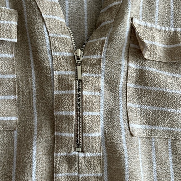 Tan Sleeveless Pullover Zip Down Blouse L - Picture 5 of 15